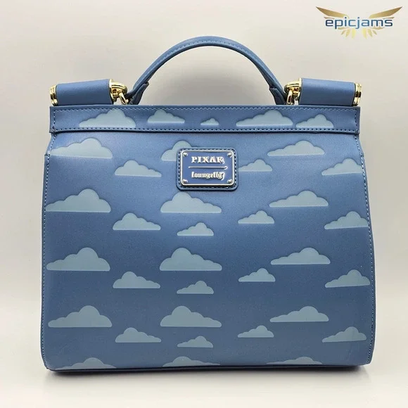 Loungefly Disney Pixar Up Carl & Ellie Clouds Blue Crossbody Bag Purse New - Picture 2 of 6